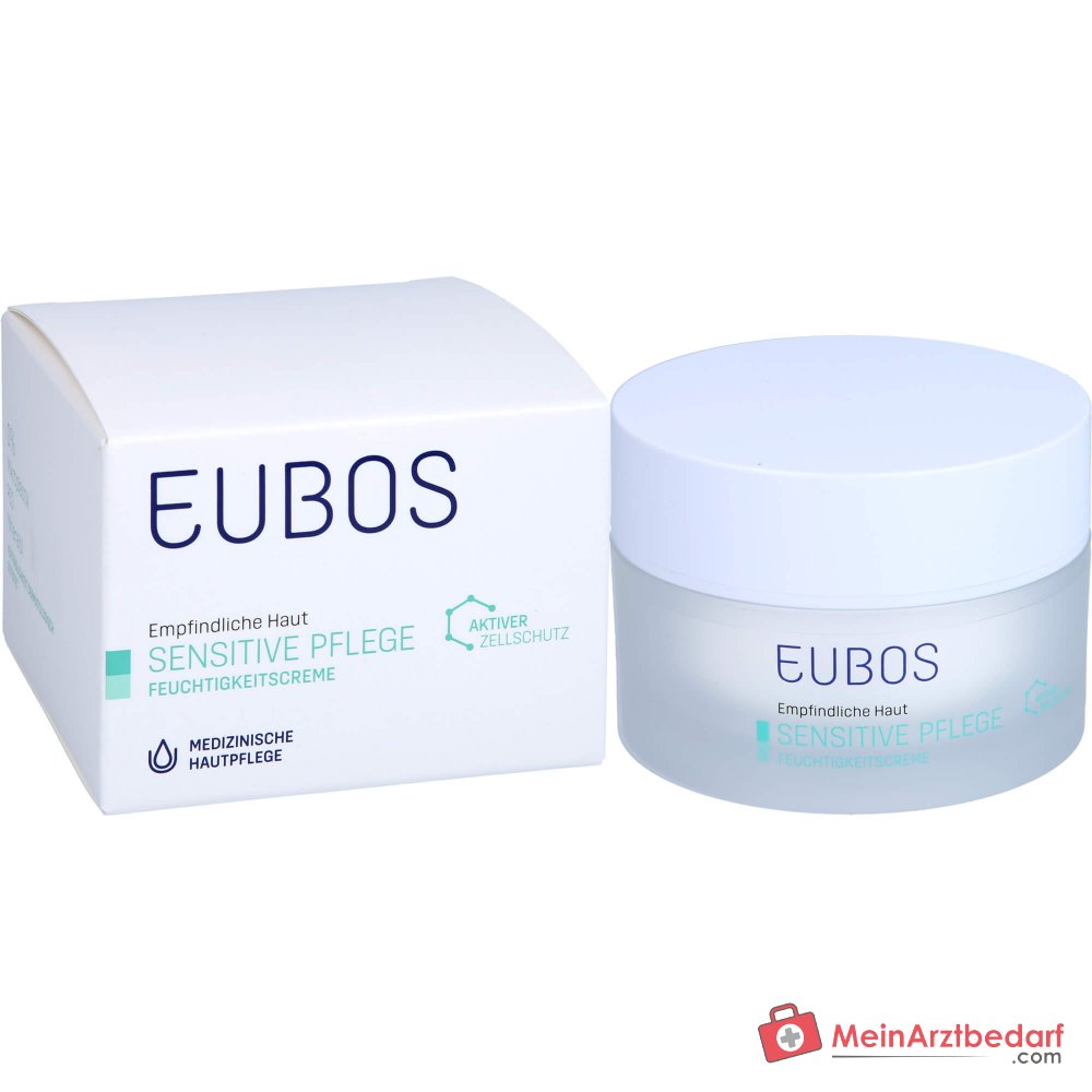 Eubos Sensitive Pflege Feuchtigkeitscreme Braunalgenextrakt / Süßholzwurzel / Vitamin E / Panthenol / Macadamiaöl Creme, 50 ml.