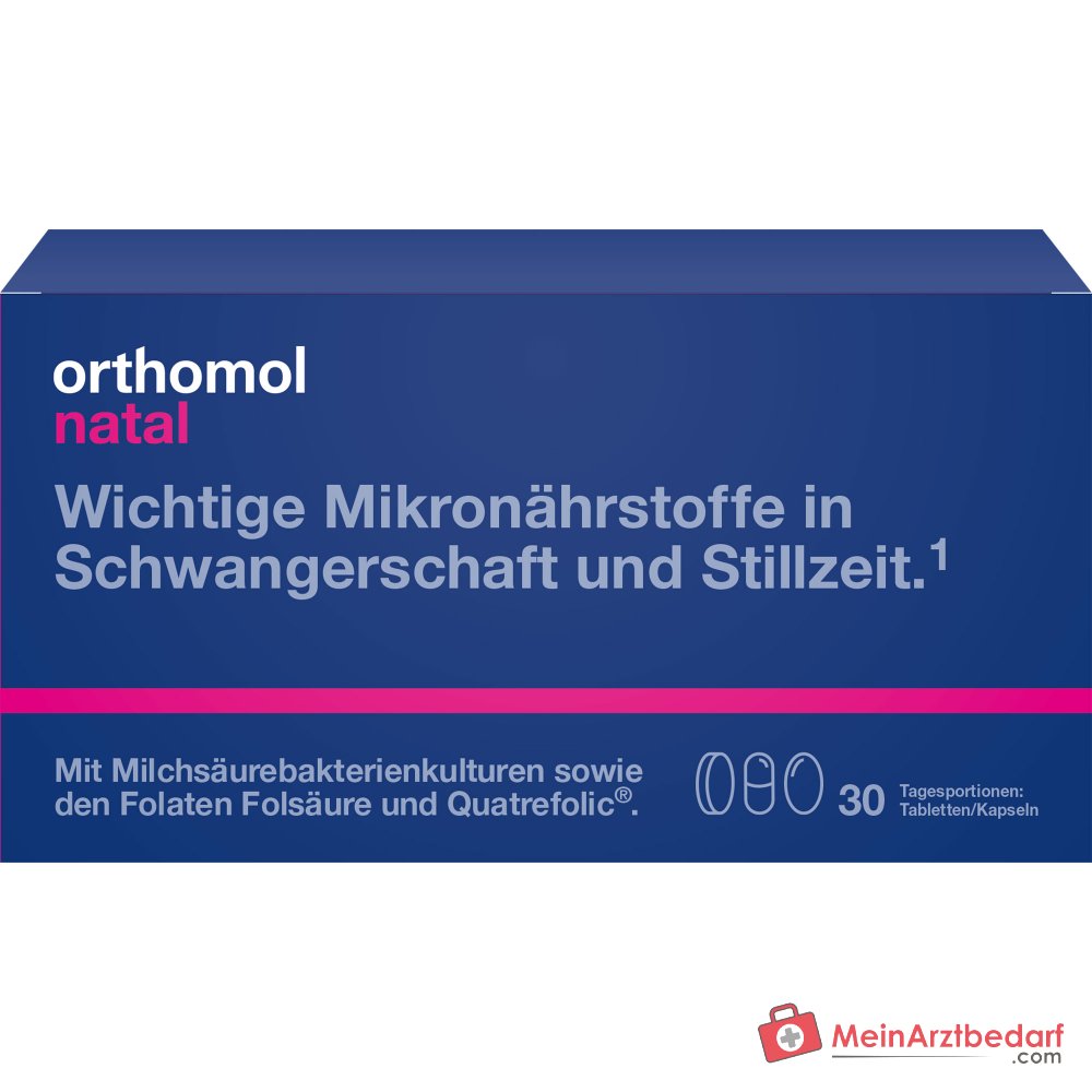 Orthomol Natal Tabletten/Kapseln Kombipackung, 30 Portionen.