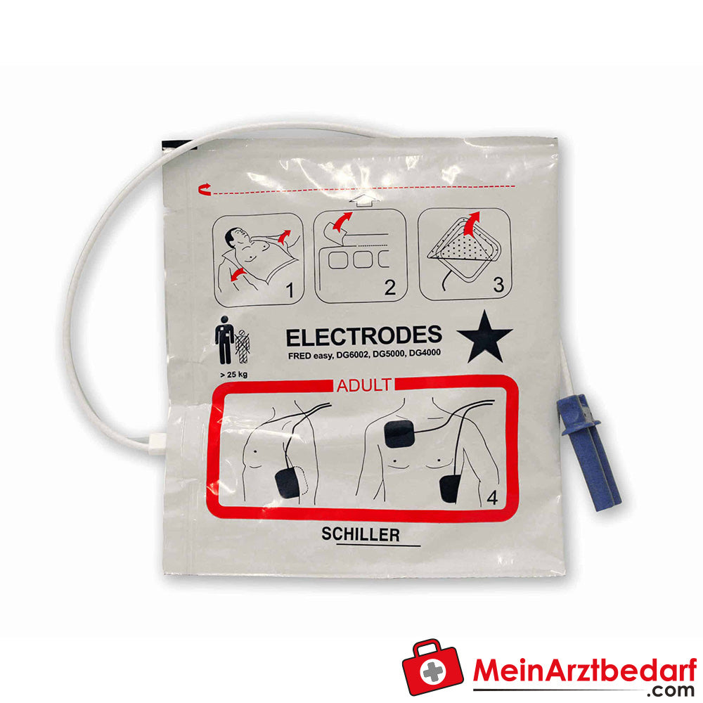SCHILLER Defibrillationselektroden für Erwachsene, grosser Stecker, 1 Paar