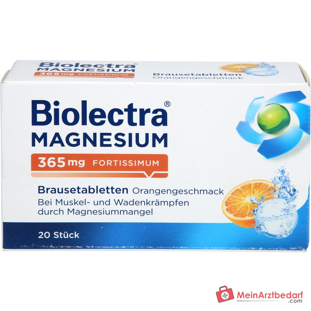 Biolectra Magnesium 365 mg fortissimum Magnesium Brausetabletten Orangengeschmack, 20 St..