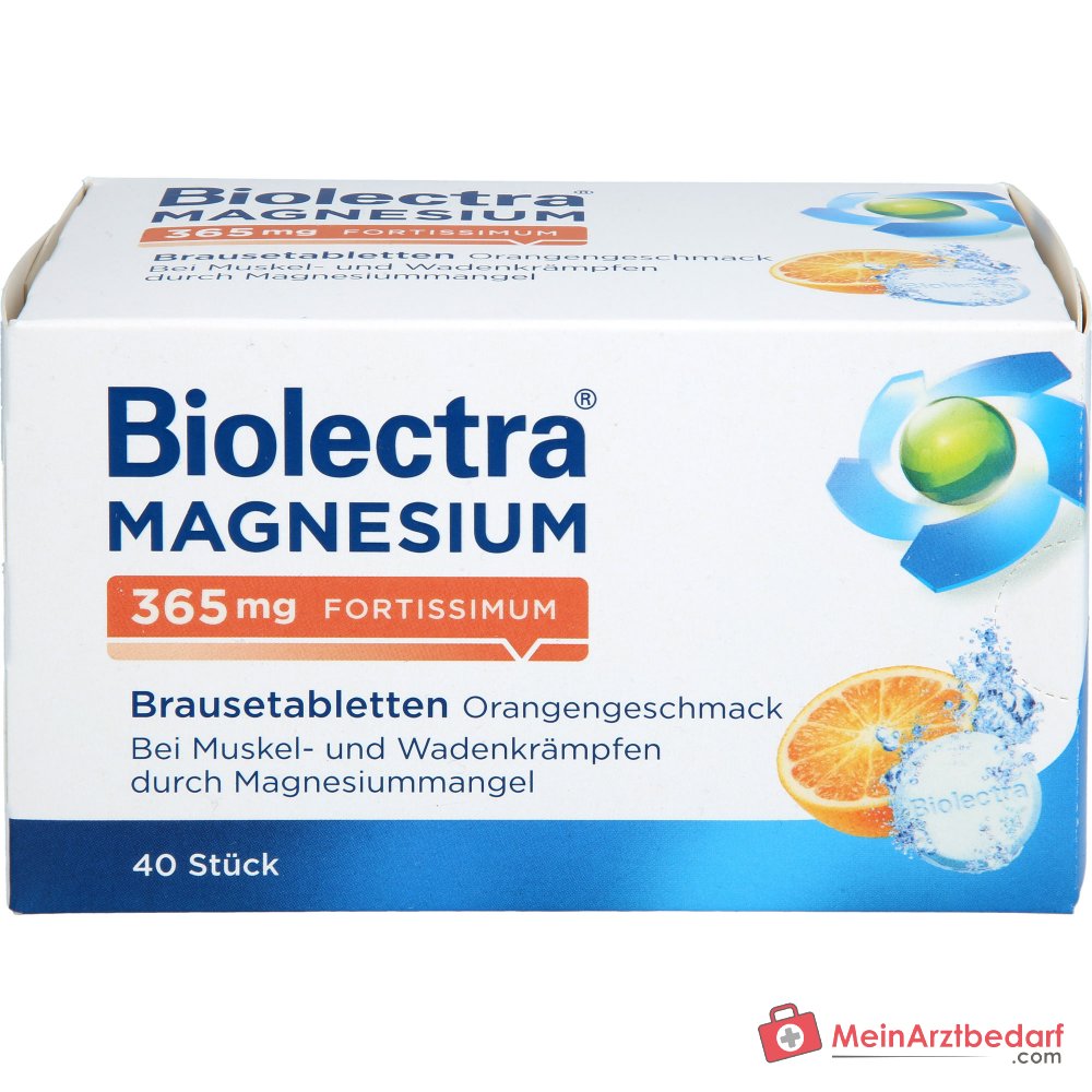 Biolectra Magnesium 365 mg fortissimum Magnesiumcarbonat / Magnesiumoxid Brausetabletten Orangengeschmack, 40 St..