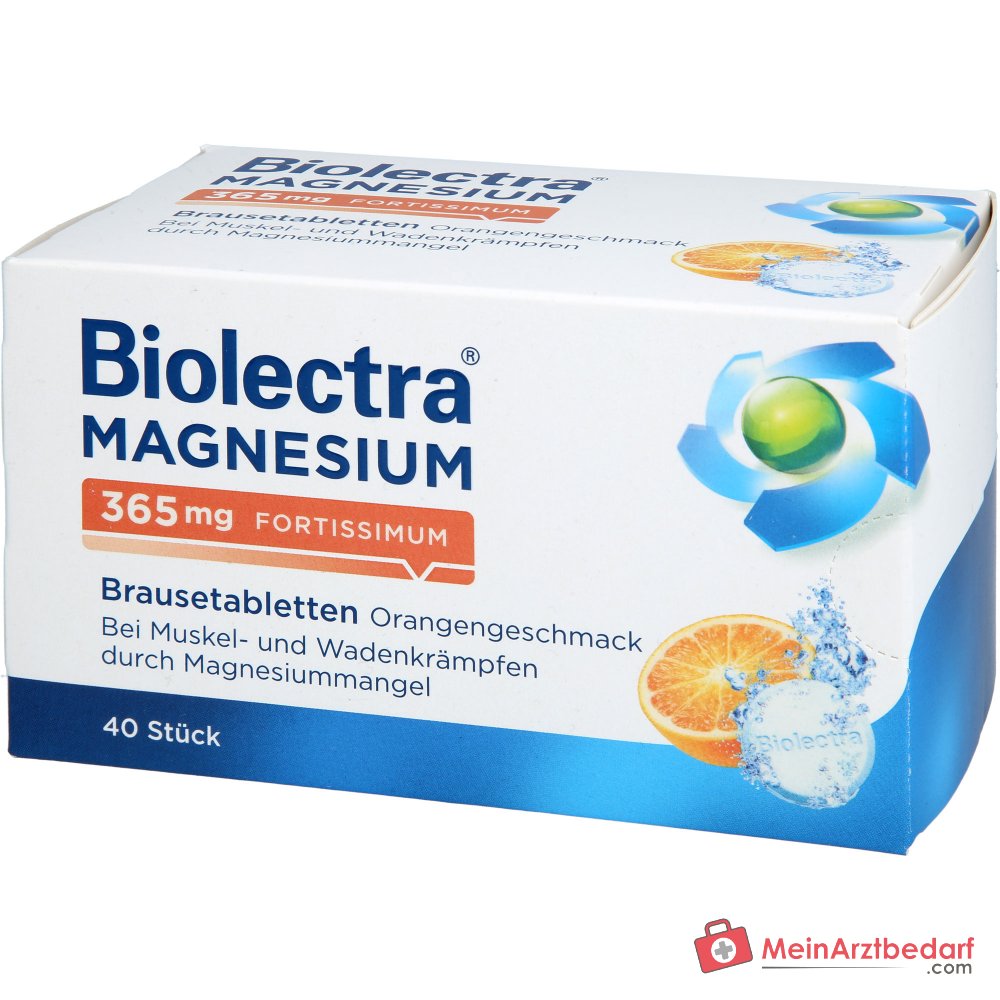 Biolectra Magnesium 365 mg fortissimum Magnesiumcarbonat / Magnesiumoxid Brausetabletten Orangengeschmack, 40 St..