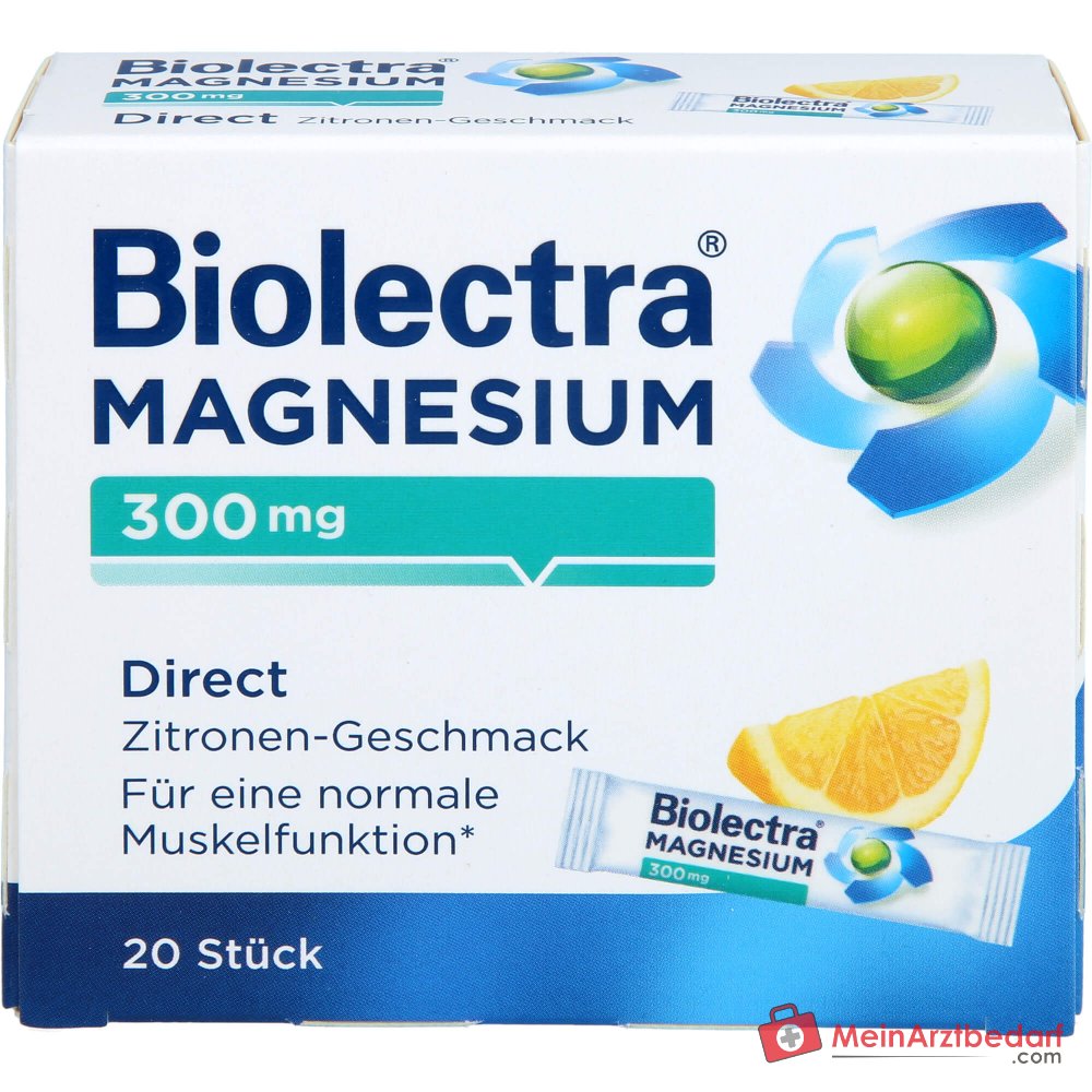 Biolectra Magnesium Magnesiumoxid Direktgranulat mit Zitronengeschmack, 20 Sticks.