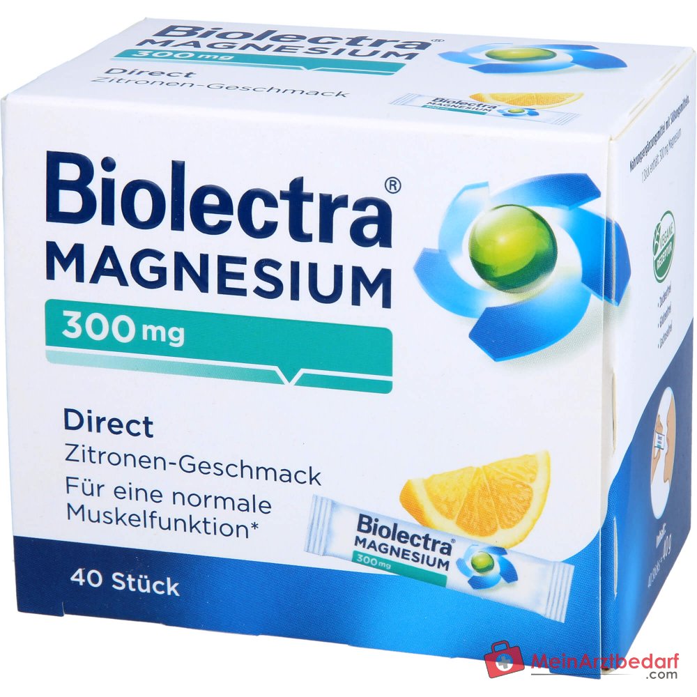 Biolectra Magnesium 300 mg Magnesiumoxid Direct Zitrone Direktgranulat, 40 St..