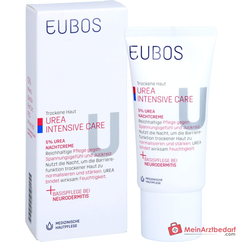 Eubos Trockene Haut Urea 5% Urea / Glycerin / Lactat Nachtcreme, 50 ml.