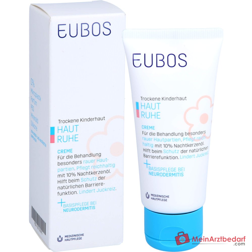 Eubos Kinder Haut Ruhe Nachtkerzenöl / Panthenol / Bisabolol / Allantoin / Johanniskraut-Extrakt Creme, 50 ml.