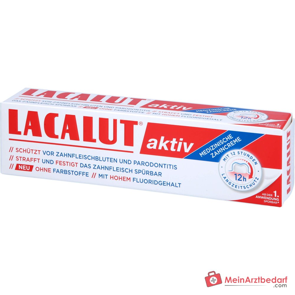 Lacalut Aktiv Aluminiumlactat / Aluminiumfluorid / Chlorhexidin / Allantoin / Bisabolol Zahncreme, 100 ml.