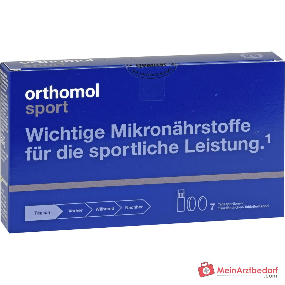 Orthomol Sport Trinkfläschchen mit Tablette und Kapsel, 7 Stück.