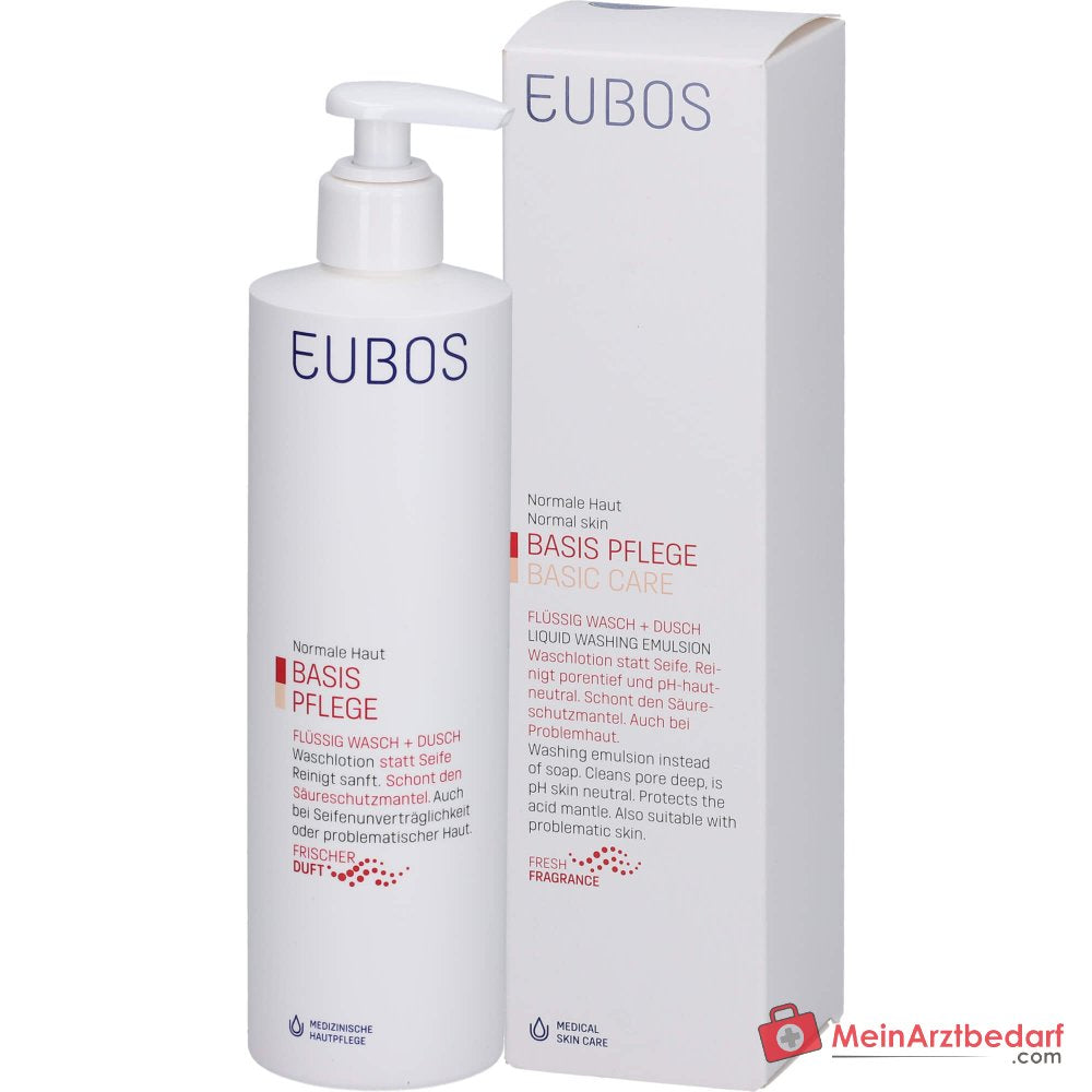 Eubos Basis Cuidado Líquido Lavado + Ducha Rojo con Dosificador, 400 ml