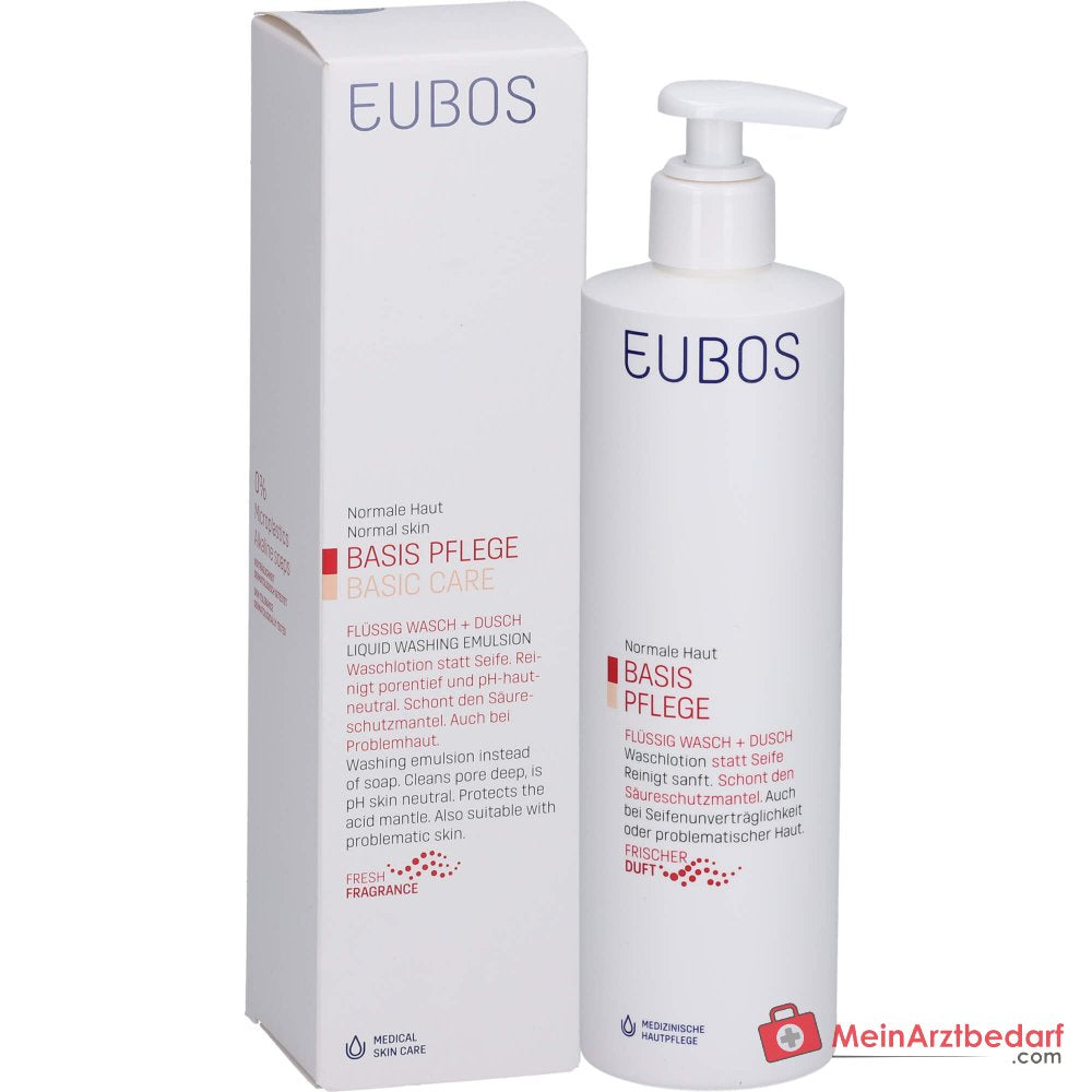 Eubos Basis Cuidado Líquido Lavado + Ducha Rojo con Dosificador, 400 ml