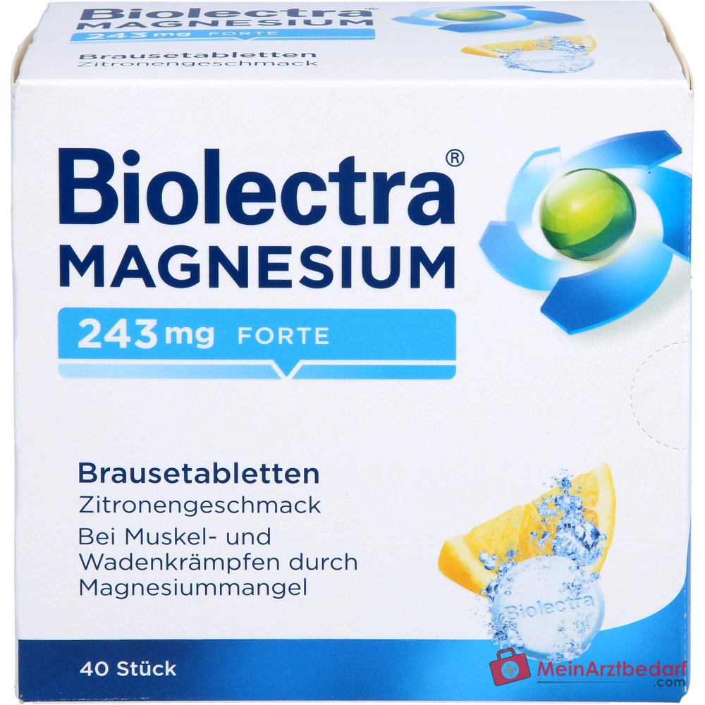 Biolectra Magnesium 243 mg forte Magnesiumoxid Brausetabletten Zitronengeschmack, 40 St..
