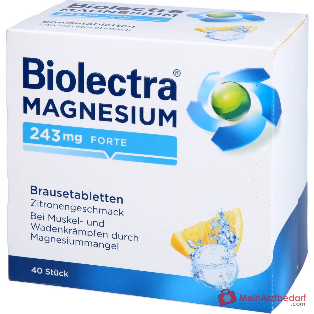 Biolectra Magnesium 243 mg forte Magnesiumoxid Brausetabletten Zitronengeschmack, 40 St..