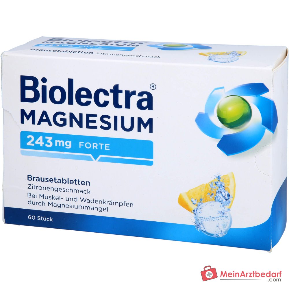 Biolectra Magnesium 243 mg forte Magnesiumoxid Brausetabletten Zitronengeschmack, 60 St..