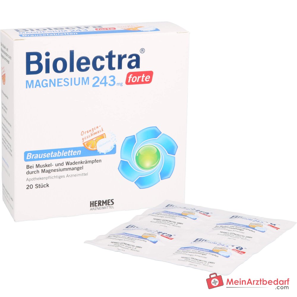 Biolectra Magnesium 243 mg forte Magnesium Brausetabletten Orangengeschmack, 20 St..