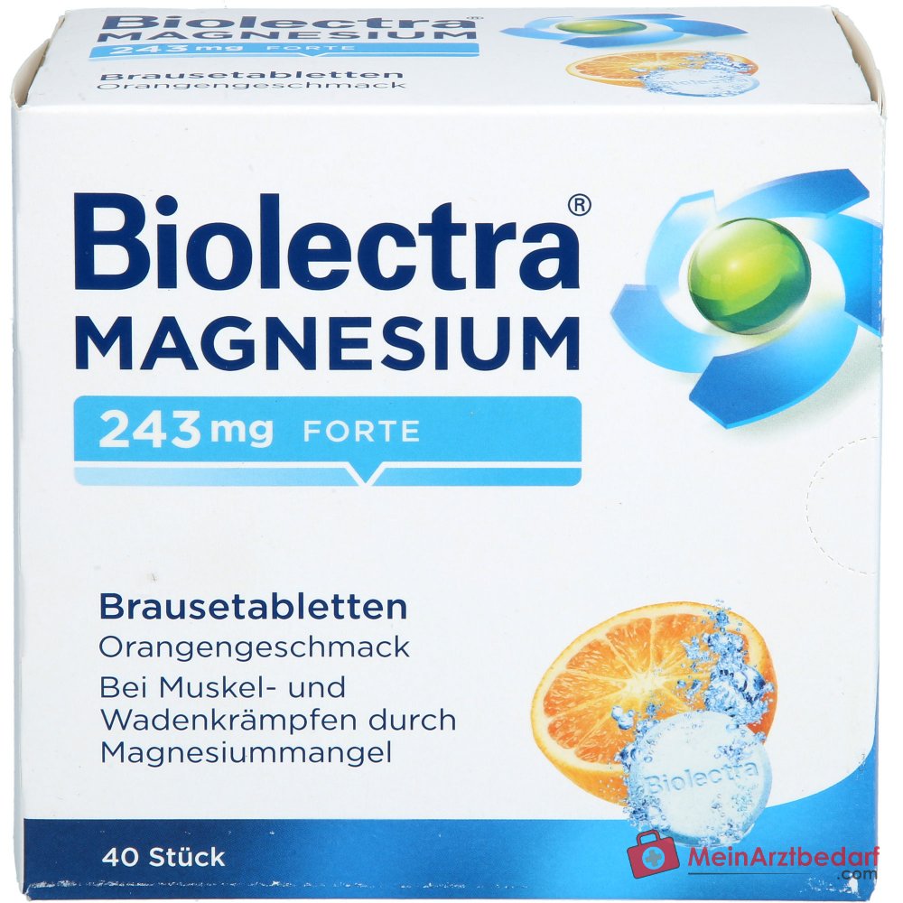 Biolectra Magnesium Magnesiumoxid Brausetabletten Orangengeschmack 243 mg, 40 St..