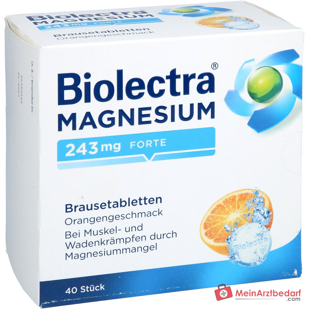 Biolectra Magnesium Magnesiumoxid Brausetabletten Orangengeschmack 243 mg, 40 St..