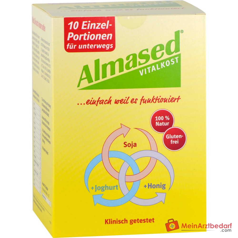 Almased Vitalkost Sojaeiweiß / Bienenhonig / Magermilch-Joghurt Pulver Portionsbeutel, 10 x 50 g.