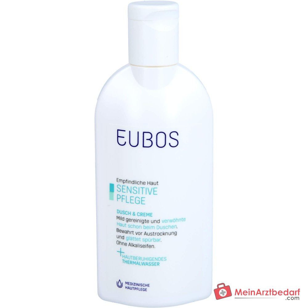 Eubos Sensitive Dusch & Creme Thermalwasser / Panthenol / Pflegende Lipide Emulsion, 200 ml.