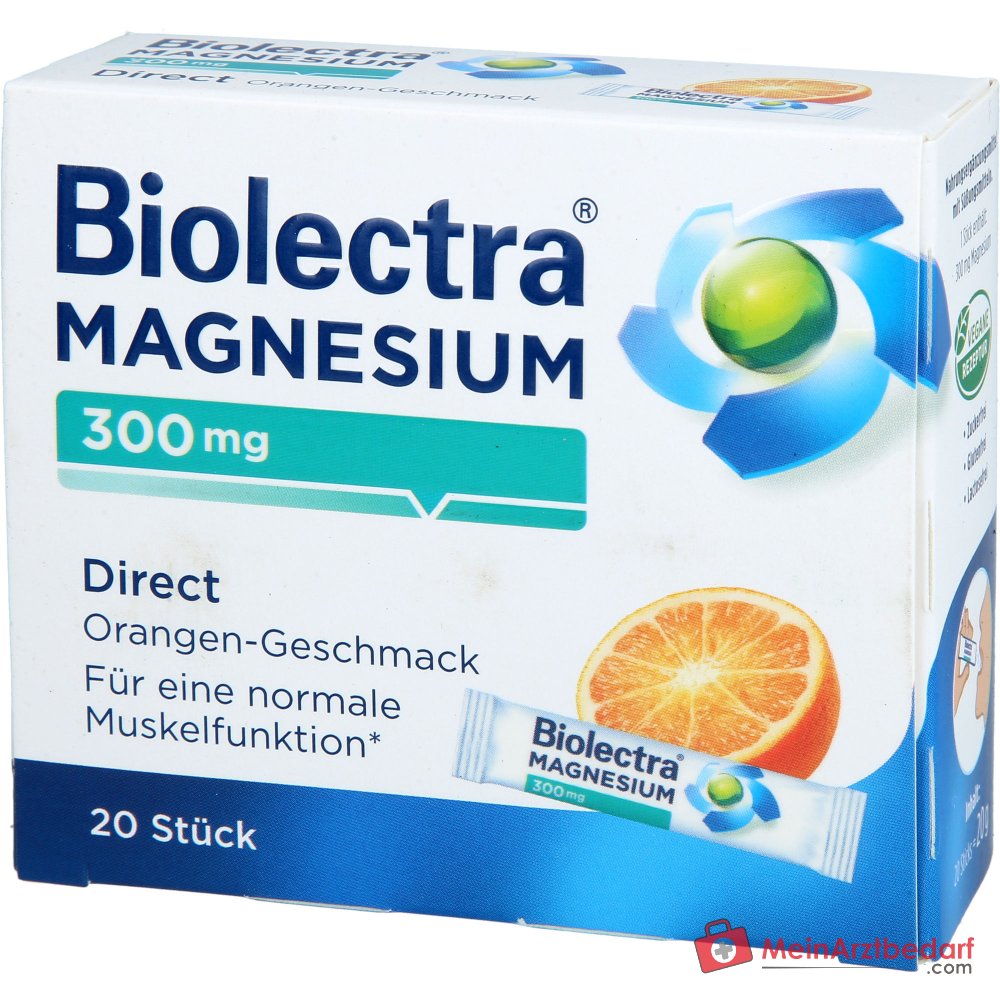Biolectra Magnesium Direct Magnesiumoxid Direktgranulat Orange, 20 Sticks.