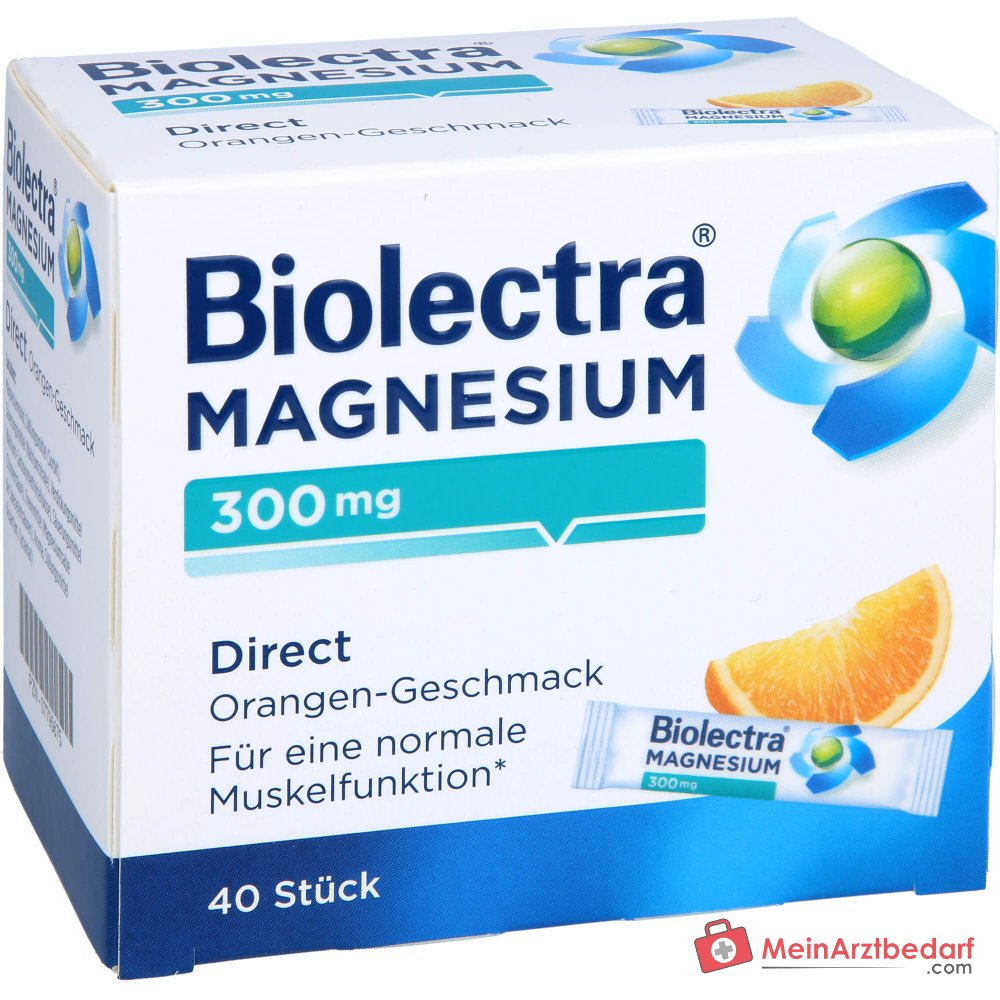 Biolectra Magnesium Direct Orange Magnesiumoxid Direktgranulat, 40 Sticks.