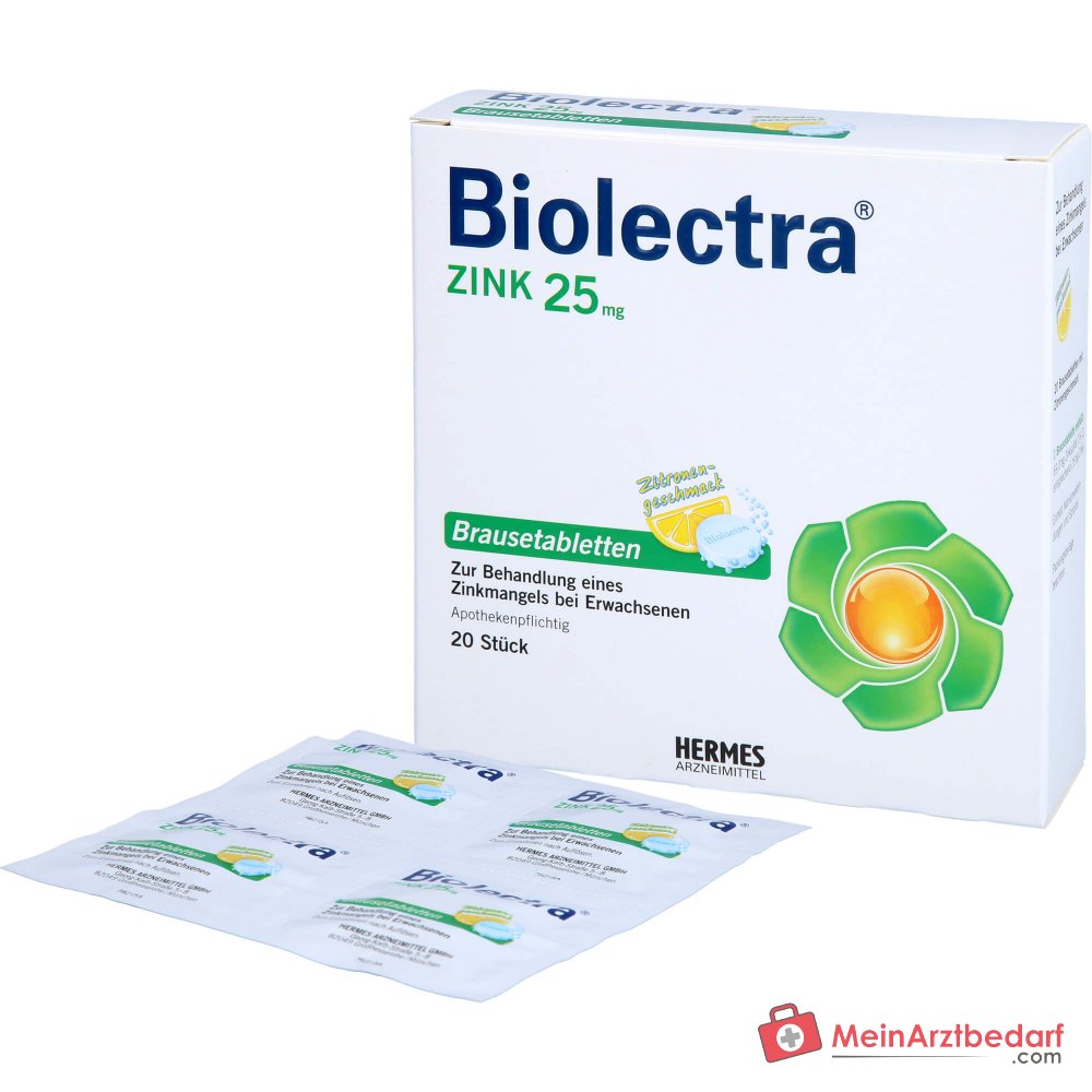 Biolectra Zink Zinksulfat Brausetabletten 25 mg, 20 St..