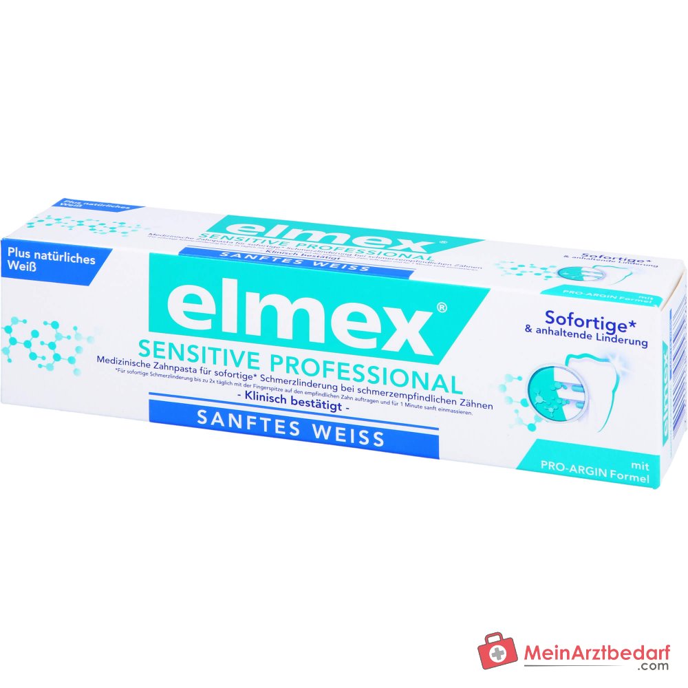 elmex Sensitive Professional plus sanftes Weiß Arginin / Natriummonofluorphosphat Zahnpasta, 75 ml.