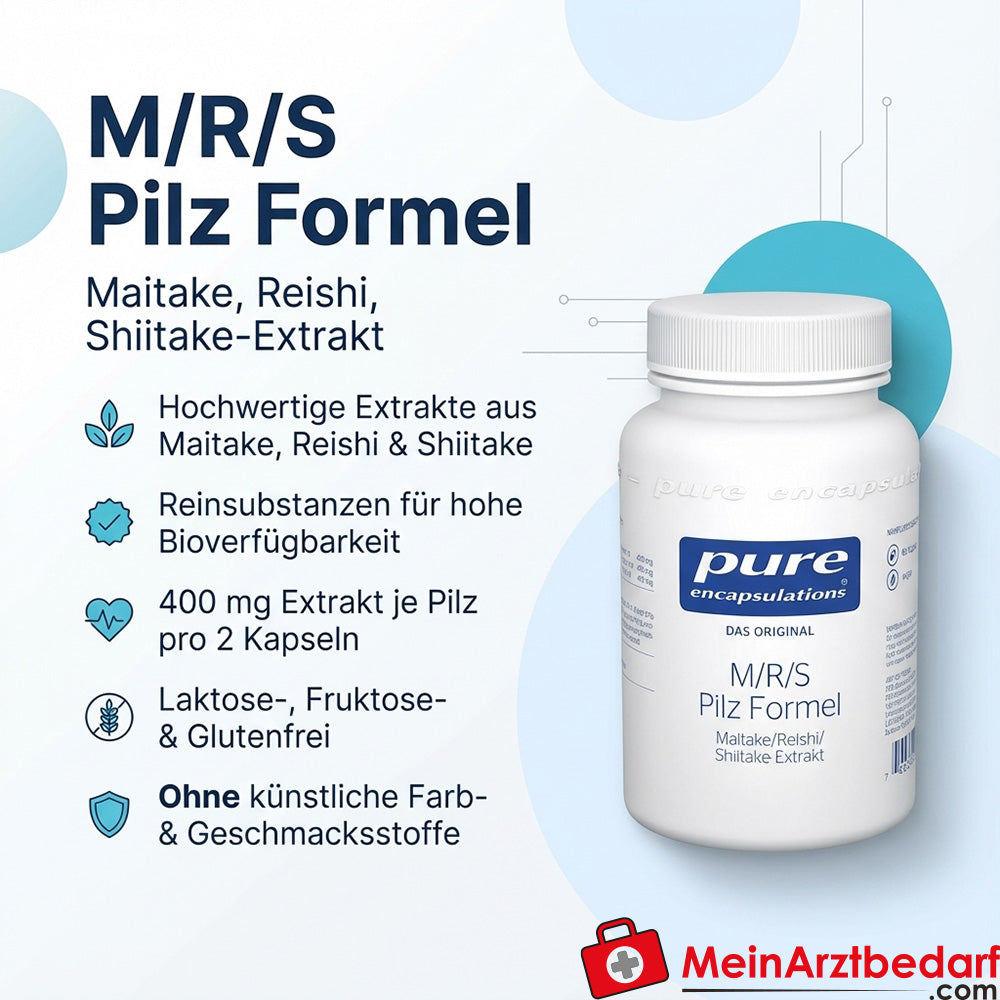 Pure Encapsulations Formule de champignons M/R/S (Maitake/Reishi/Shiitake) 400 mg pour 2 gélules Capsules 120 unités