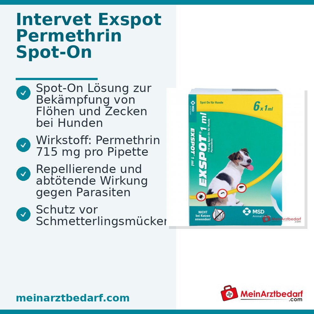 Exspot dierenarts permethrin 715 mg/ml spot-on oplossing voor honden 6 x 1 ml