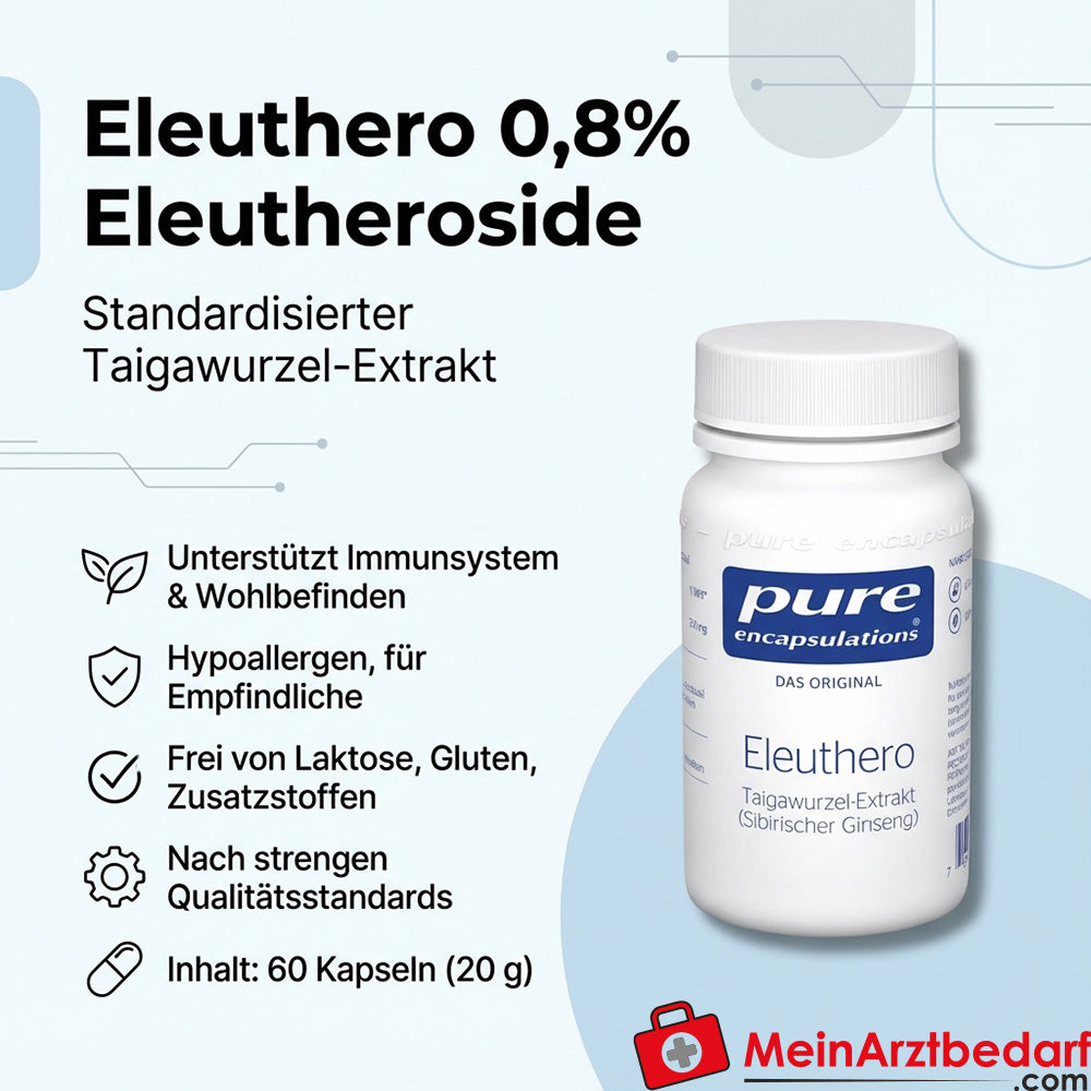 Pure Encapsulations Eleuthero 0,8% Eleutheroside Kapseln 60 Stück