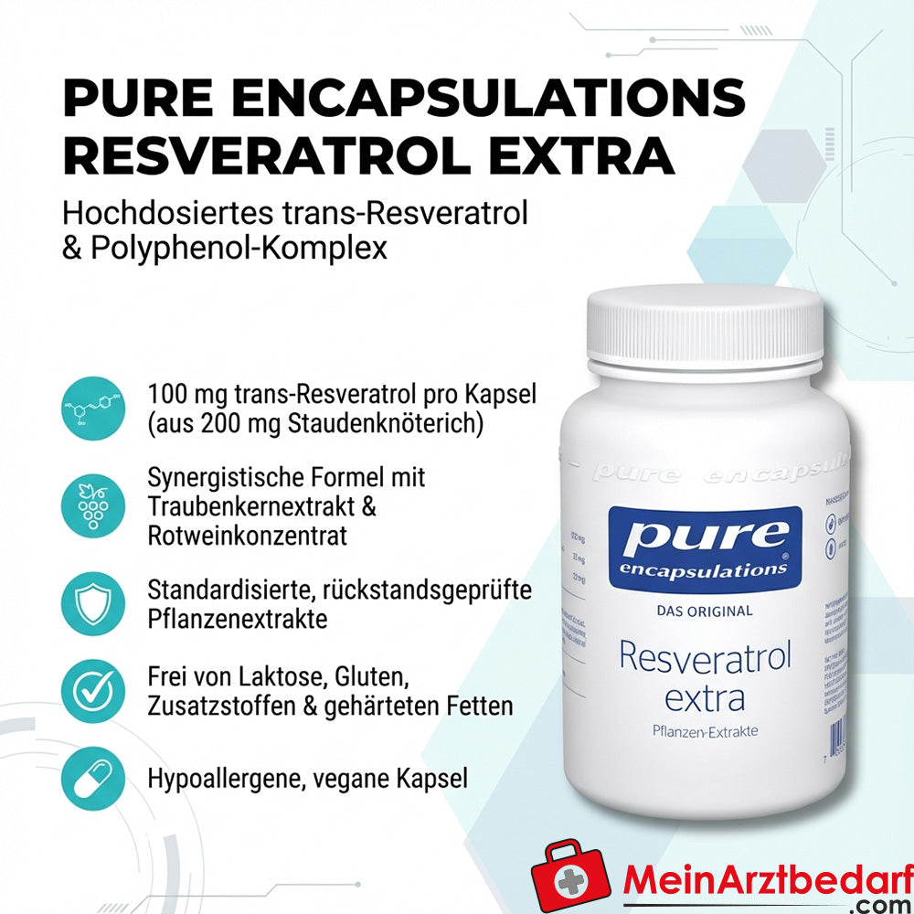 Pure Encapsulations Resveratrol Extra 100 mg trans-Resveratrol Kapseln 60 St.