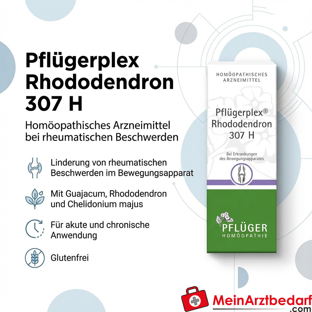 Pflüger Pflügerplex Rhododendron 307 H Acidum silicicum / Bryonia / Chelidonium majus / Filipendula ulmaria / Guajacum / Rhododendron / Thuja occidentalis Comprimés, 100 pcs.