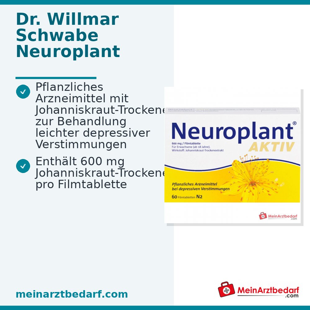 Dr. Willmar Schwabe Neuroplant Aktiv extracto seco de hierba de San Juan Comprimidos recubiertos 600 mg, 100 uds.