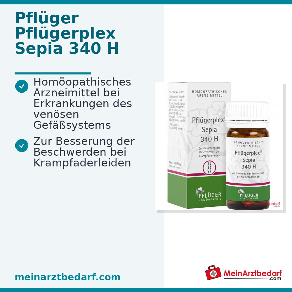 Pflüger Pflügerplex Sepia 340 H Arnica montana / Hamamelis virginiana / Sepia officinalis / Vipera berus tabletten, 100 stuks.