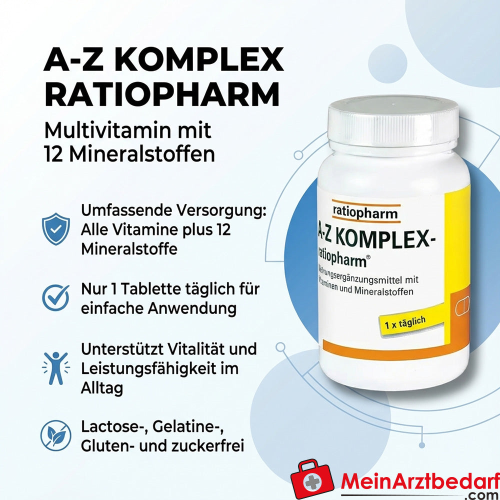 Ratiopharm A‑Z KOMPLEX Multivitamin mit 12 Mineralstoffen Tabletten 100 St.