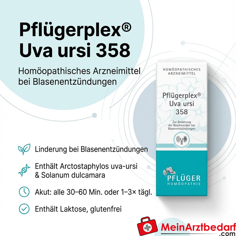 Pflüger Pflügerplex Uva ursi 358 Aconitum napellus / Arctostaphylos uva-ursi / Colocynthis / Hydrargyrum bichloratum / Lytta vesicatoria / Solanum dulcamara / Thuja occidentalis tabletten, 100 st.