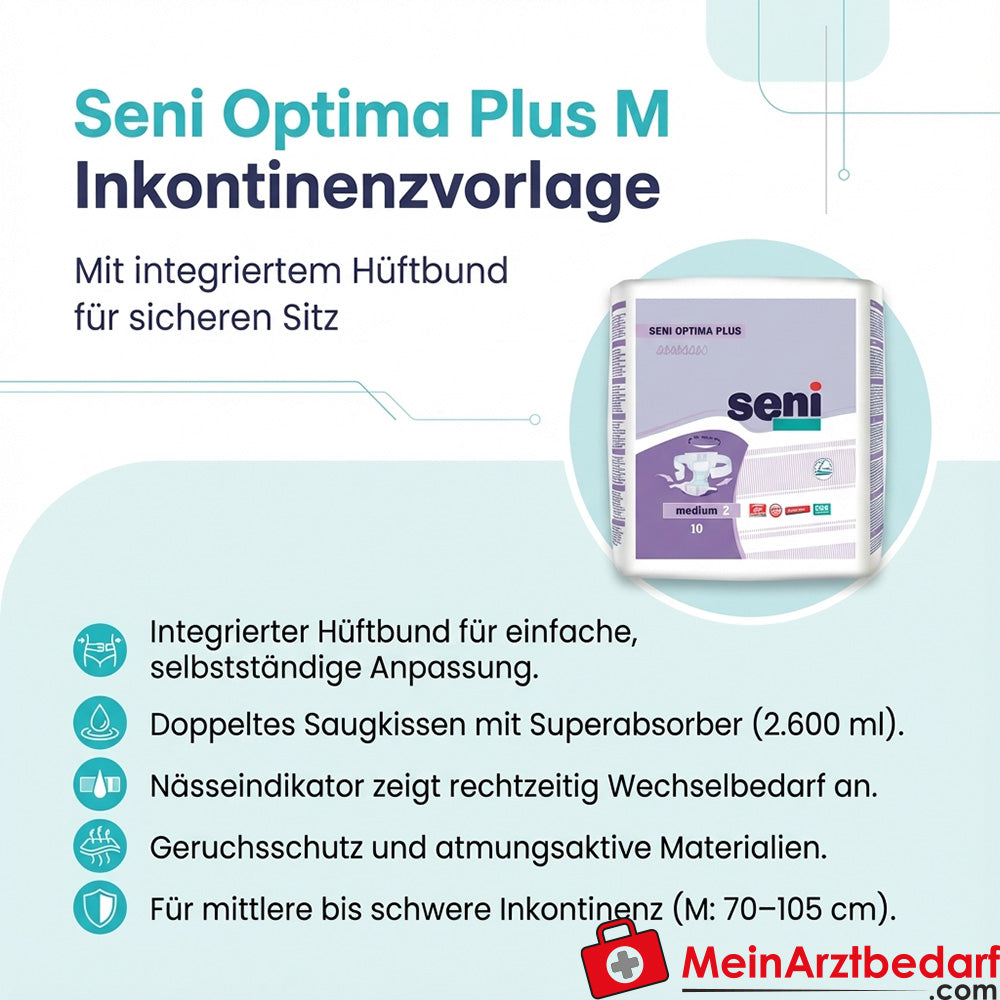 Imbottitura per incontinenza Seni Optima Plus M Fascia in vita Capacità di assorbimento 2.600 ml
