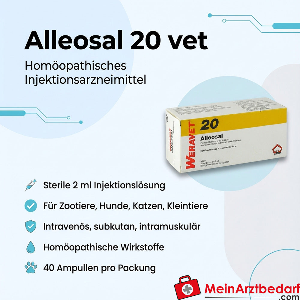 Alleosal 20 vet Ampoules injectables Apis C6 / Arsenum iodatum C12 / Urtica urens C6 40 x 2 ml