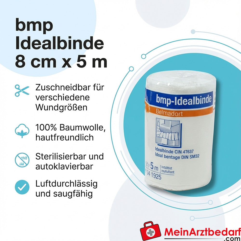 bmp Idealbinde 8 cm x 5 m Baumwolle sterilisierbar Verbandbinde 1 Stück