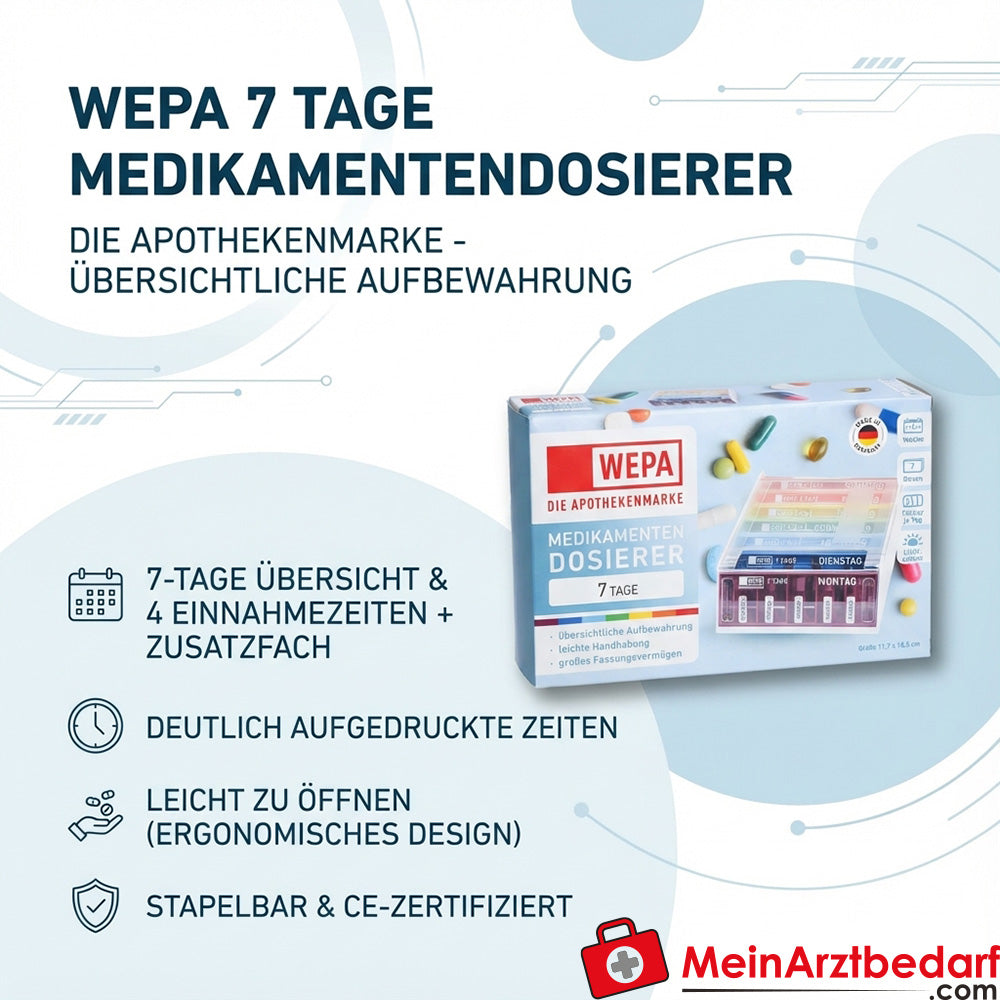 Anabox boîte à comprimés 7 jours arc-en-ciel avec 4 heures de prise et compartiment supplémentaire, 1 pièce