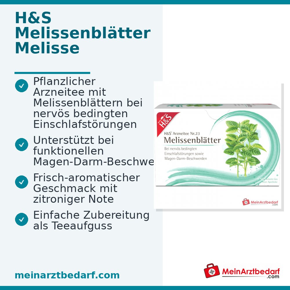 H&S Melissenblätter Nr. 23 Melissentee Filterbeutel Packung, 20 x 1.5 g