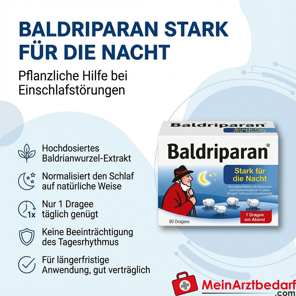Baldriparan Strong na noc 441,35 mg suchego wyciągu z korzenia waleriany tabletki powlekane