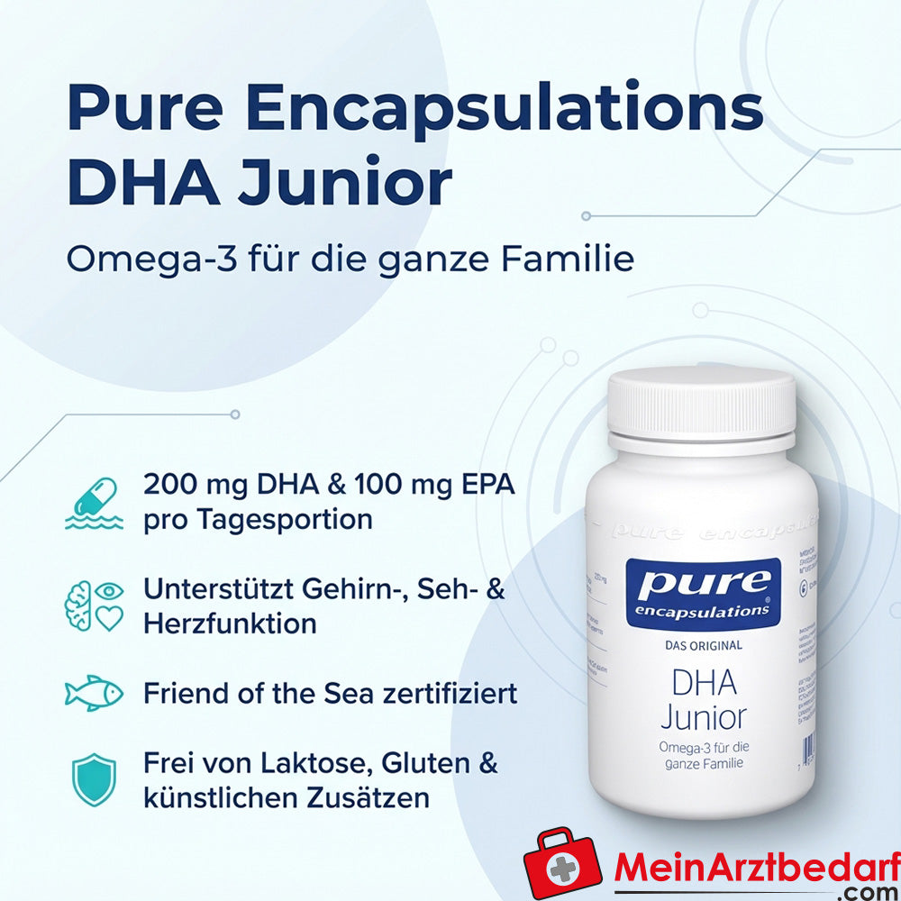 Pure Encapsulations DHA Junior 200 mg DHA/100 mg EPA Capsule di olio di pesce 60 Capsule