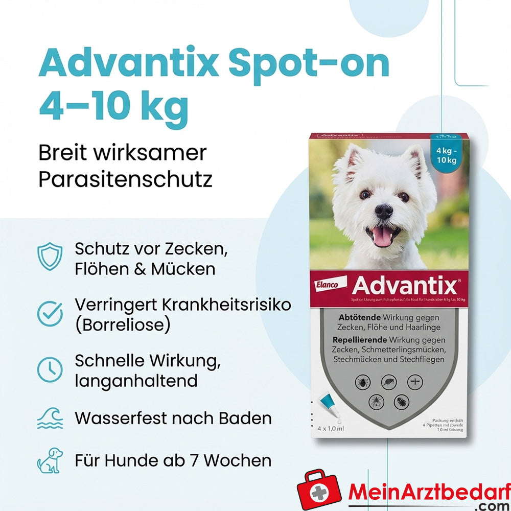 Advantix Spot-on hond 4-10 kg Imidacloprid/Permethrin pipetten 4 stuks