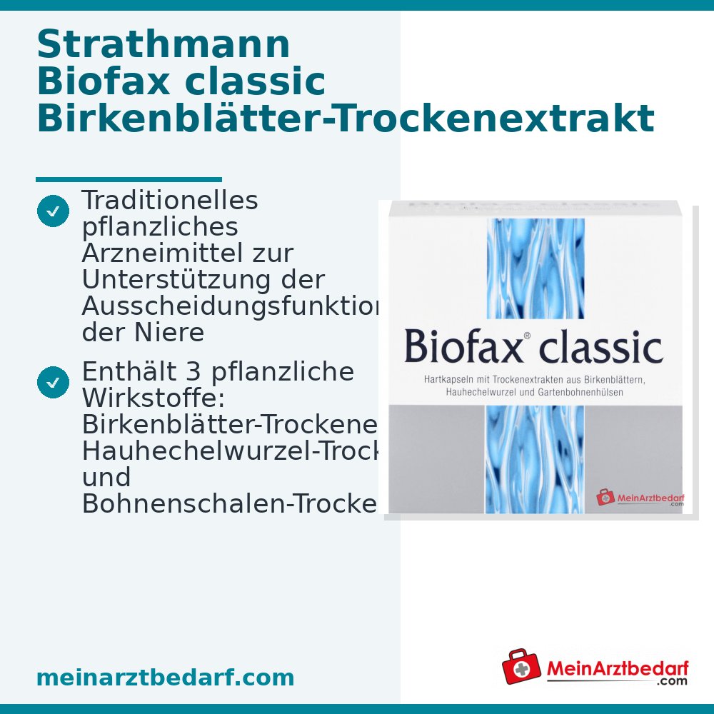 Strathmann Biofax classic Birkenblätter-Trockenextrakt / Hauhechelwurzel-Trockenextrakt / Bohnenschalen-Trockenextrakt Hartkapseln, 60 St.