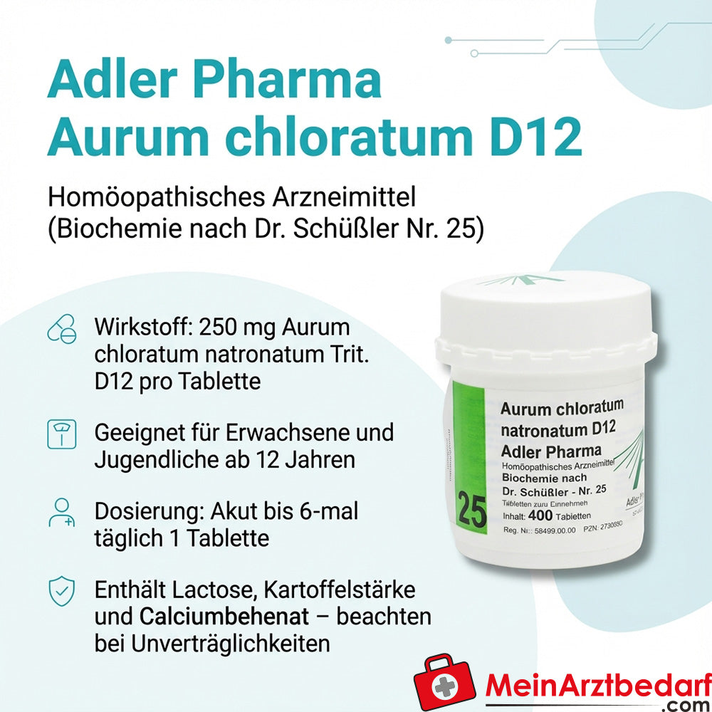Adler Pharma Aurum chloratum natronatum D12 Comprimidos 250 mg