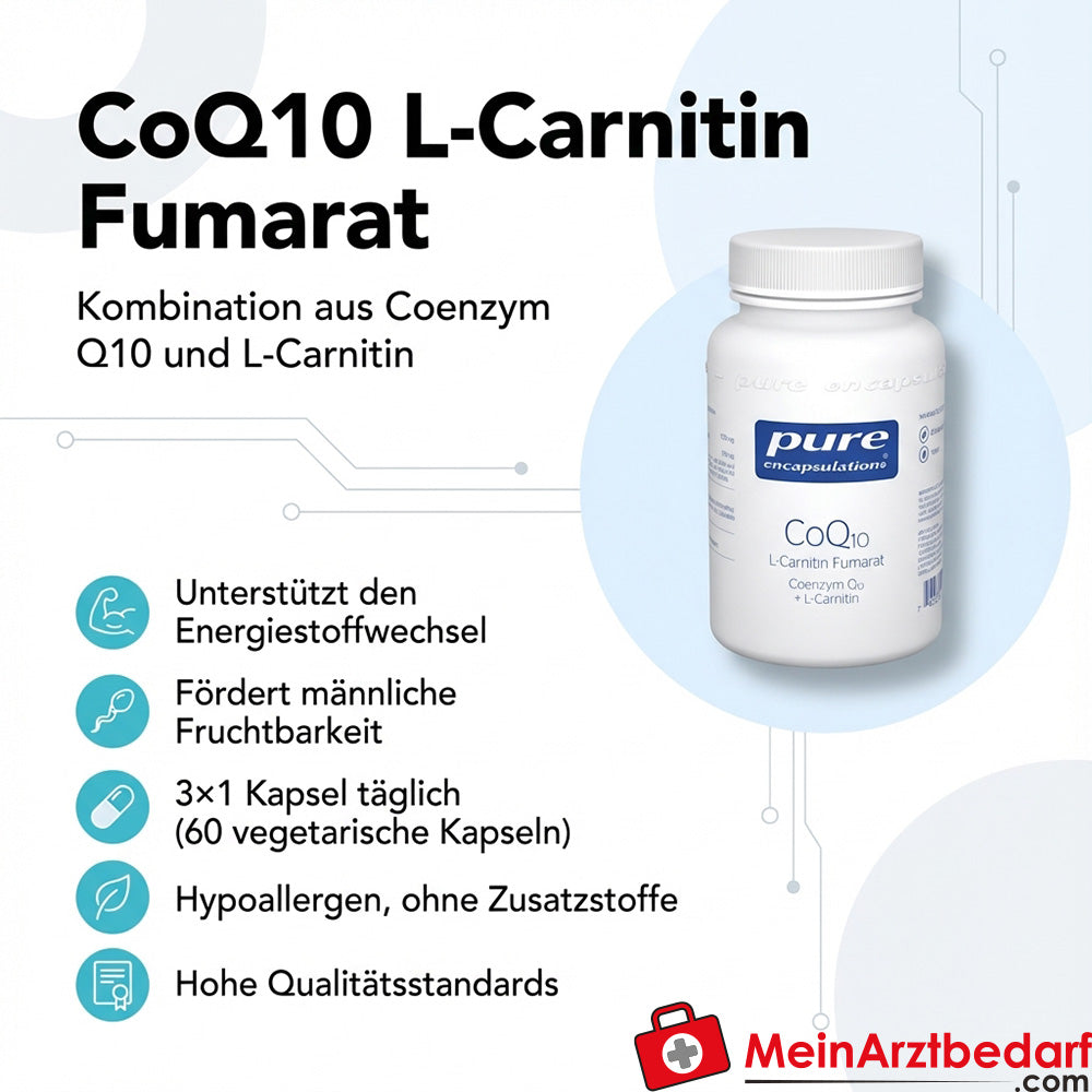 Pure Encapsulations CoQ10 180 mg + L-Carnitine Fumaraat (1020 mg) Capsules 60 Capsules