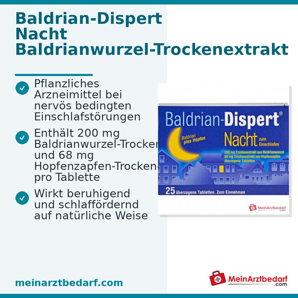 Compresse rivestite Baldrian-Dispert Notte per l'addormentamento, estratto secco di radice di valeriana / estratto secco di cono di luppolo, 50 pz.