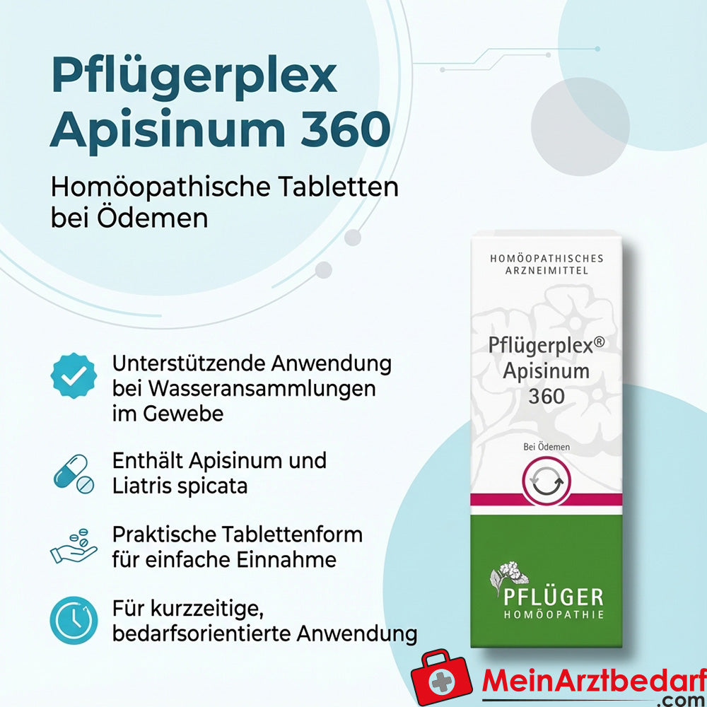 Pflügerplex Apisinum 360 Apisinum / Apocynum cannabinum / Crataegus / Liatris spicata / Prunus spinosa / Strophanthus gratus Comprimés, 100 pièces.