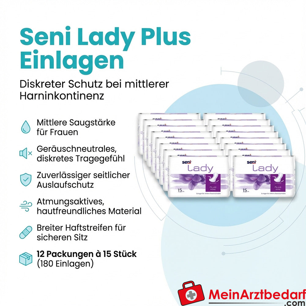 Seni Lady Plus średnio chłonne, oddychające podpaski z boczną ochroną przed przeciekaniem
