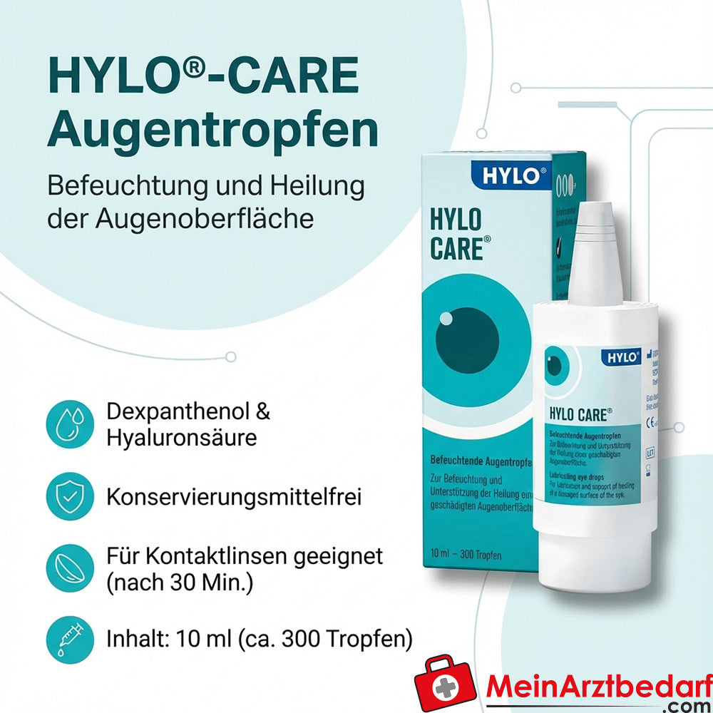 HYLO®-CARE collirio dexpantenolo e acido ialuronico senza conservanti 10 ml